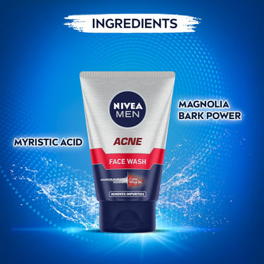 NIVEA MEN Acne Control Face Wash 50 g | With Magnolia Bark Extracts for 12 Hr Oil Control in Summer | Fights Dirt and Oil | For Oily Skin